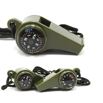 3 In 1 Emergency Survival Whistle With Compass Thermometer