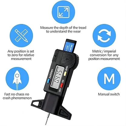 Tire Tread Depth Gauge Digital LCD Checker Tester