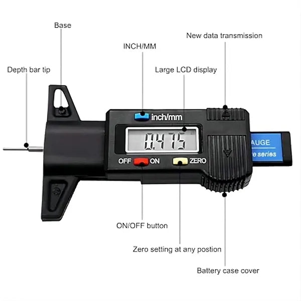 Tire Tread Depth Gauge Digital LCD Checker Tester