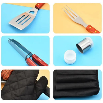 6 Piece BBQ Apron Tool Set And Utensils Barbecue