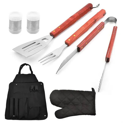 6 Piece BBQ Apron Tool Set And Utensils Barbecue