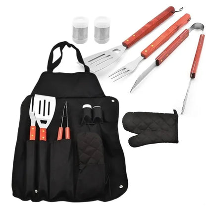 6 Piece BBQ Apron Tool Set And Utensils Barbecue
