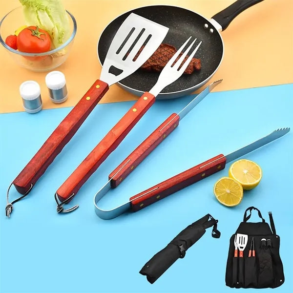 6 Piece BBQ Apron Tool Set And Utensils Barbecue