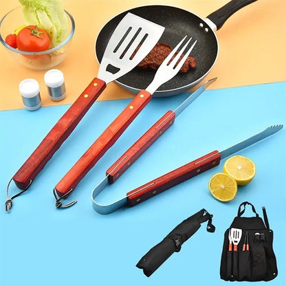6 Piece BBQ Apron Tool Set And Utensils Barbecue