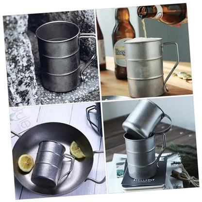Outdoor Stainless Steel Mug Retro Large Capacity Creative