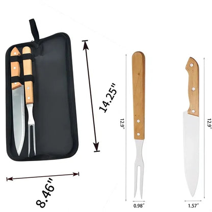 2 Piece Grilling Tool Set And Utensils Knives Forks