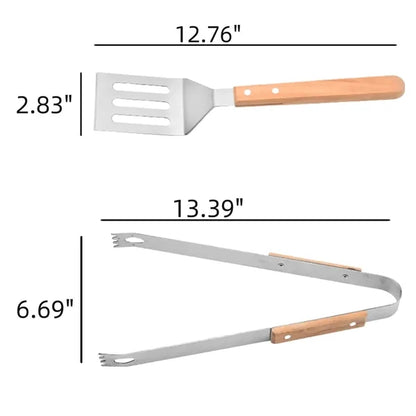 BBQ Tool Set Stainless Steel Utensils with Wooden Handles