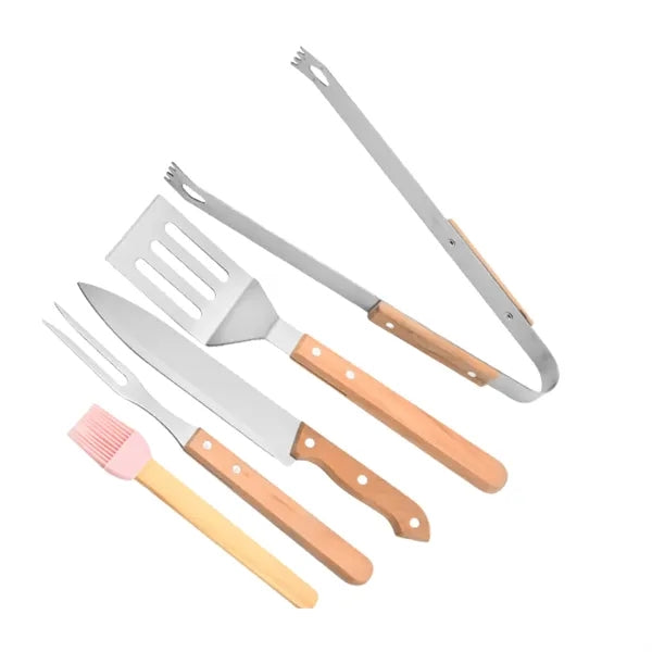 BBQ Tool Set Stainless Steel Utensils with Wooden Handles