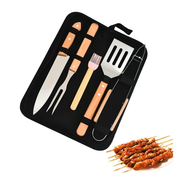 BBQ Tool Set Stainless Steel Utensils with Wooden Handles