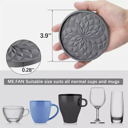 6-Pack Silicone Coaster With Holder Round Non-Slip Non-Stick
