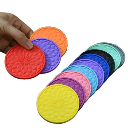 6-Pack Silicone Coaster With Holder Round Non-Slip Non-Stick