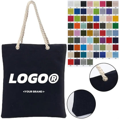Fashion Eco Friendly Canvas Tote Bag With Hemp Rope Handle