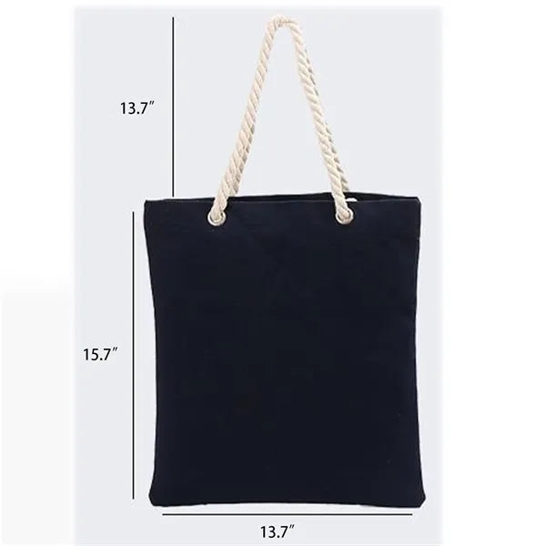 Fashion Eco Friendly Canvas Tote Bag With Hemp Rope Handle