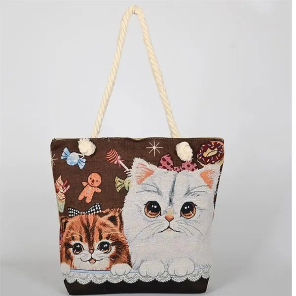 Fashion Eco Friendly Canvas Tote Bag With Hemp Rope Handle