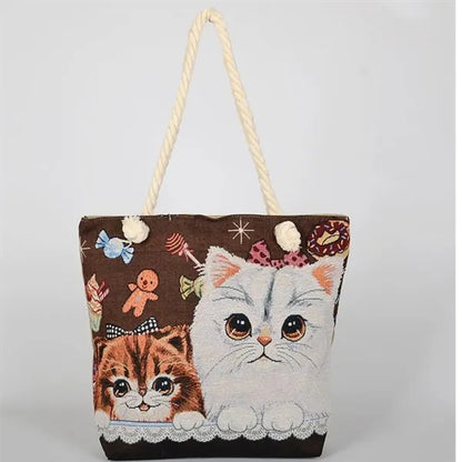Fashion Eco Friendly Canvas Tote Bag With Hemp Rope Handle