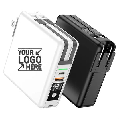 Portable Charger with Built-in Cables&AC Wall Plug