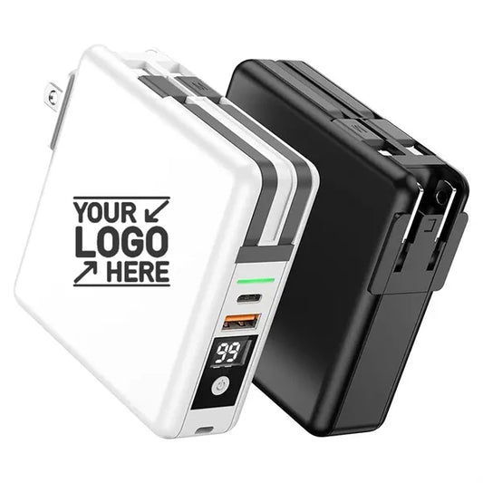 Portable Charger with Built-in Cables&AC Wall Plug