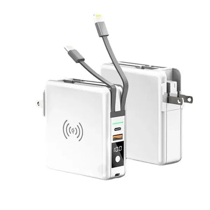 Portable Charger with Built-in Cables&AC Wall Plug
