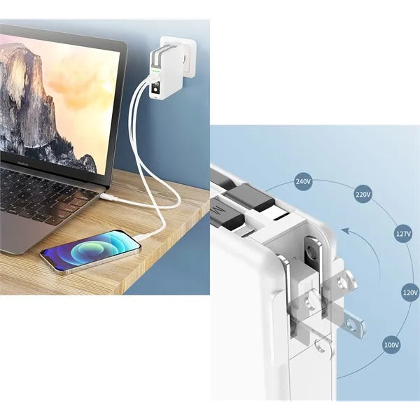 Portable Charger with Built-in Cables&AC Wall Plug