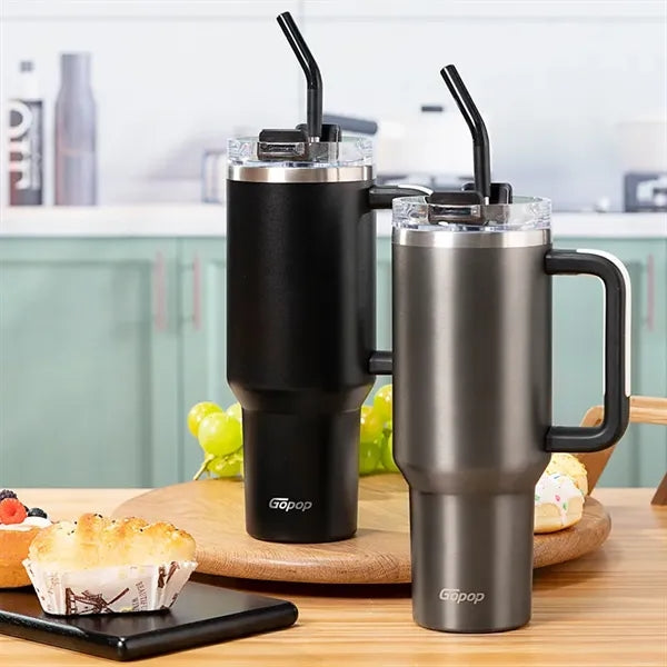 40oz Tumbler with Handle and Straw Lid
