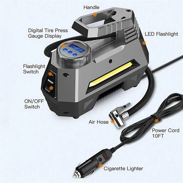 Car Tire Pump Inflator With Digital Pressure Gauge