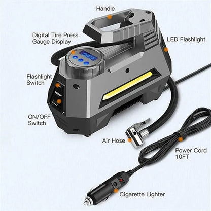 Car Tire Pump Inflator With Digital Pressure Gauge
