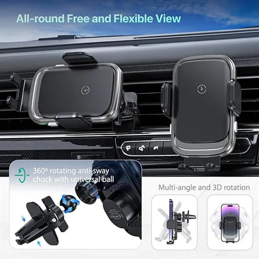 Fast 15w Auto Clamping Car Wireless Charger