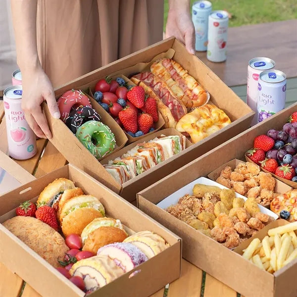 Easy Assembly Kraft Paper Catering Boxes Window Lids