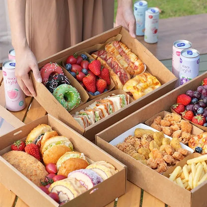 Easy Assembly Kraft Paper Catering Boxes Window Lids