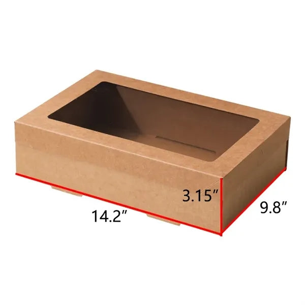 Easy Assembly Kraft Paper Catering Boxes Window Lids