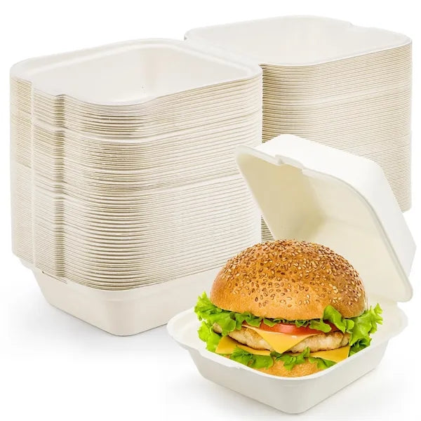 Compostable Square Hinged Container 6 X 6"