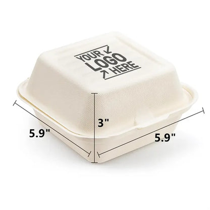 Compostable Square Hinged Container 6 X 6"