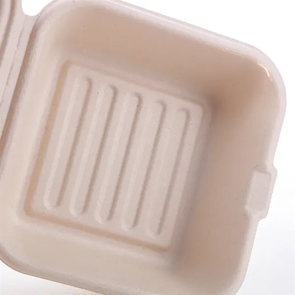Compostable Square Hinged Container 6 X 6"