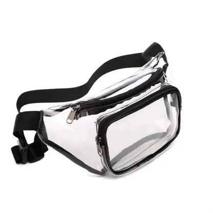 PVC Clear Fanny Pack w/ Zipper Pockets Transparent Bag