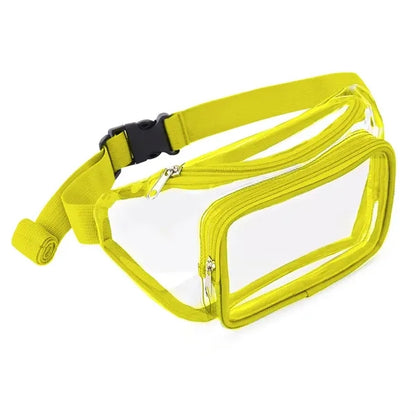 PVC Clear Fanny Pack w/ Zipper Pockets Transparent Bag