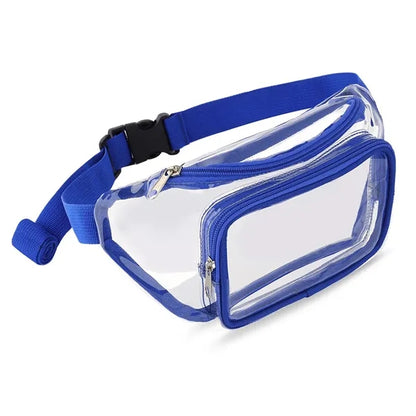 PVC Clear Fanny Pack w/ Zipper Pockets Transparent Bag