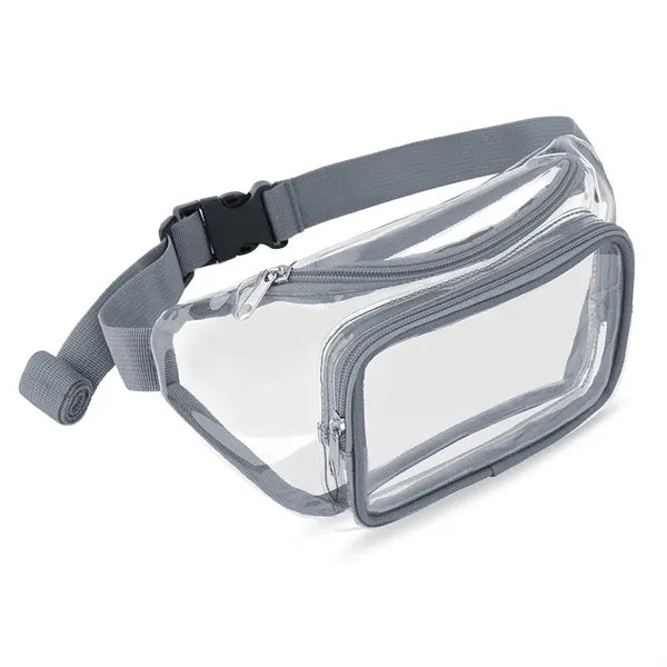 PVC Clear Fanny Pack w/ Zipper Pockets Transparent Bag