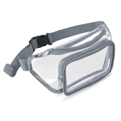 PVC Clear Fanny Pack w/ Zipper Pockets Transparent Bag