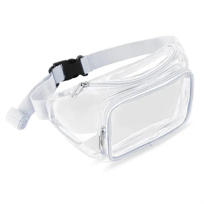 PVC Clear Fanny Pack w/ Zipper Pockets Transparent Bag