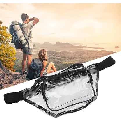 PVC Clear Fanny Pack w/ Zipper Pockets Transparent Bag