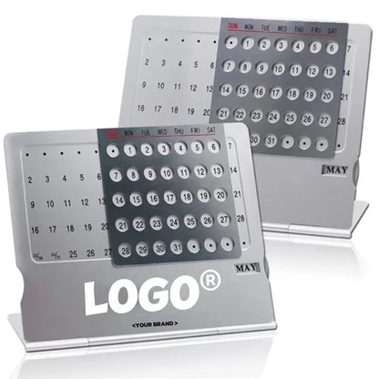 Ultra-Thin Metal Desktop Perpetual 100 Years Table Calendar