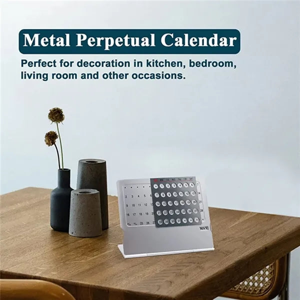 Ultra-Thin Metal Desktop Perpetual 100 Years Table Calendar