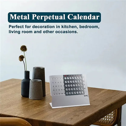 Ultra-Thin Metal Desktop Perpetual 100 Years Table Calendar