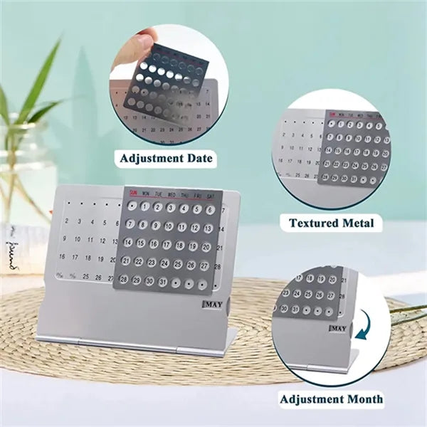 Ultra-Thin Metal Desktop Perpetual 100 Years Table Calendar