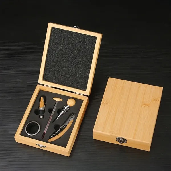 Square Exquisite Wooden Wine Bottle Opener Gift Box Set