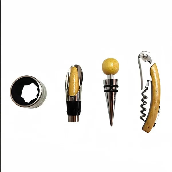 Round Exquisite Wooden Wine Bottle Opener Gift Box Set