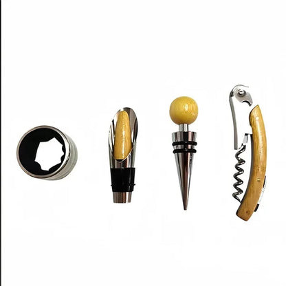 Round Exquisite Wooden Wine Bottle Opener Gift Box Set