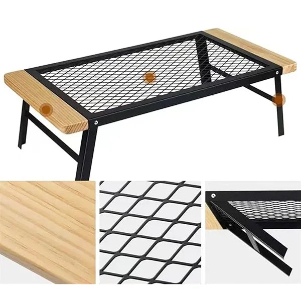 Foldable Wooden Mesh Camping Table