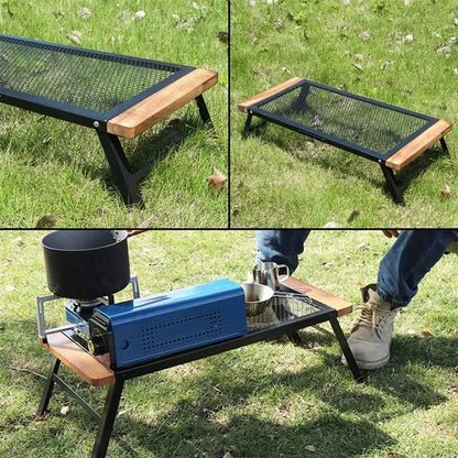 Foldable Wooden Mesh Camping Table
