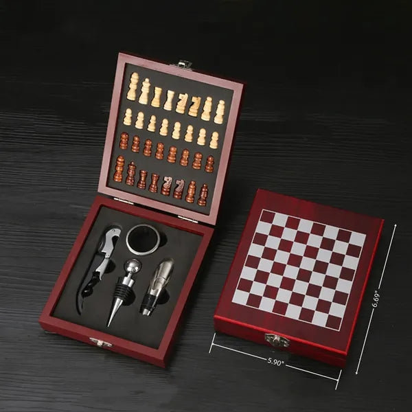 Exquisite Custom Wooden Box Wine Accessories With Chess Set